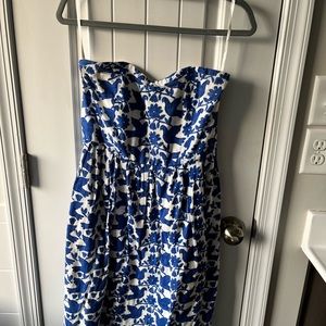Strapless Blue & White Dress